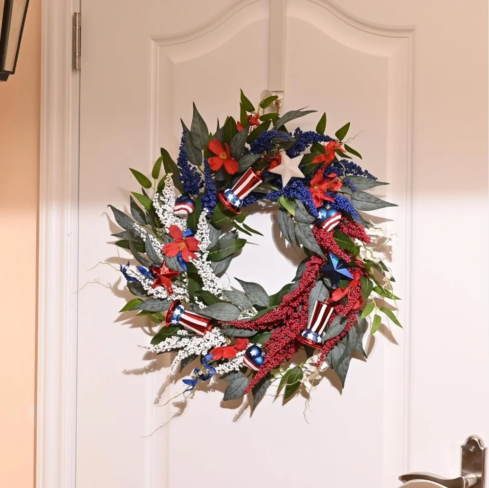 Patriotic 4th Of July Memorial Day Independence Day Wreath Brand New